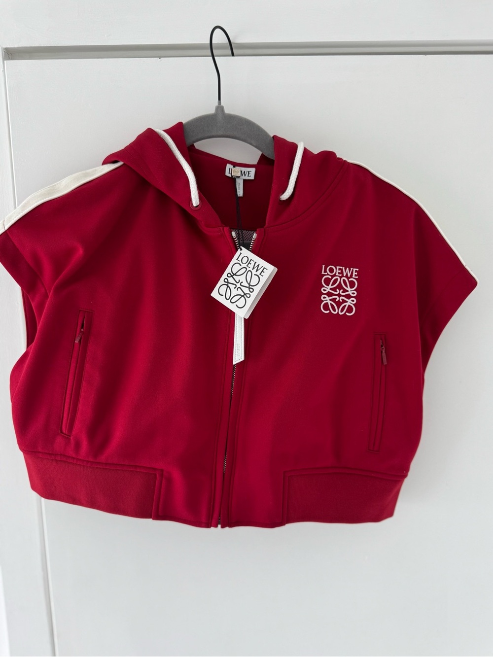 Loewe Cherry Red Hooded Zip Sweat Top - Exclusive Milan Collection